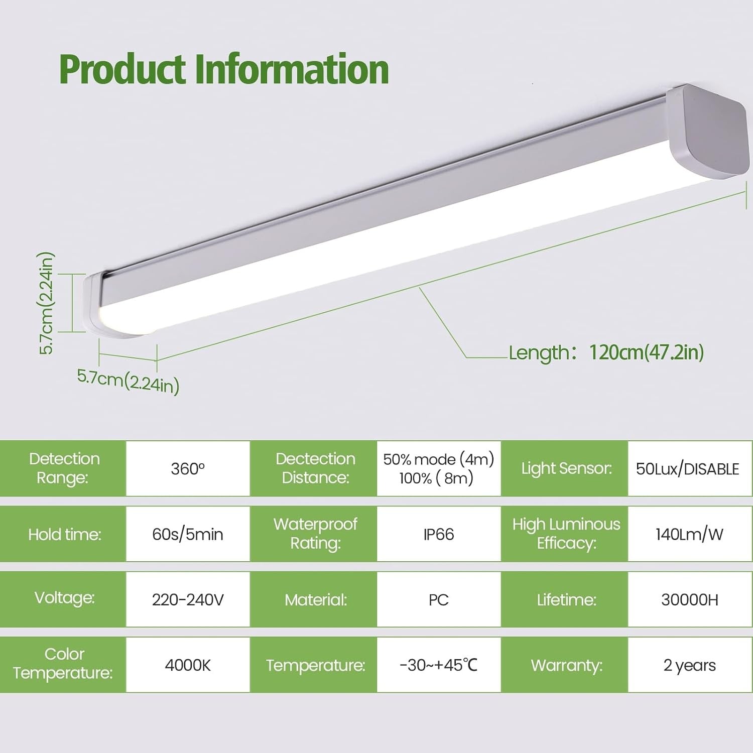 Réglette LED 120cm IP66 30W avec détecteur - Jusqu'à 32% de remise