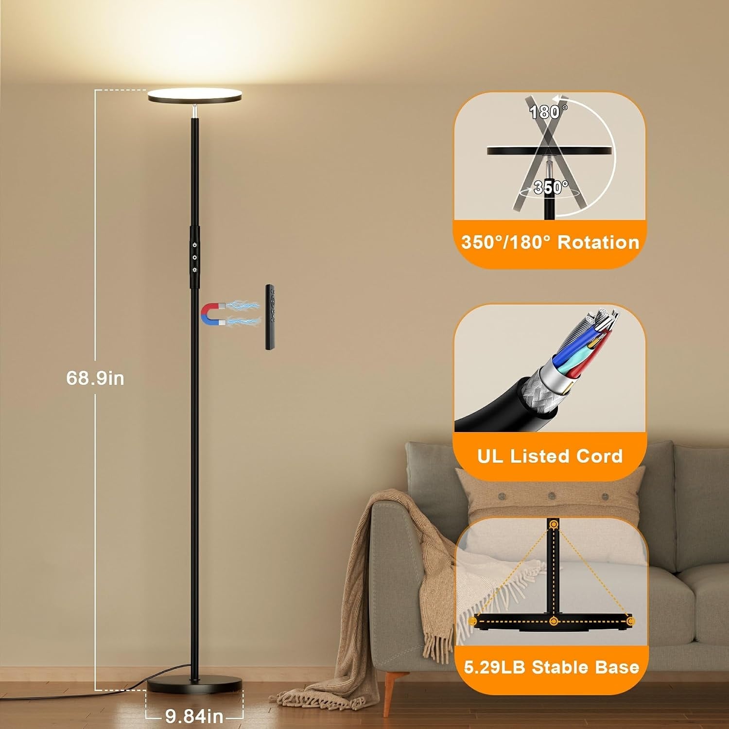 Lampadaire LED 175 cm Dimmable - Jusqu'à -29% sur votre éclairage design