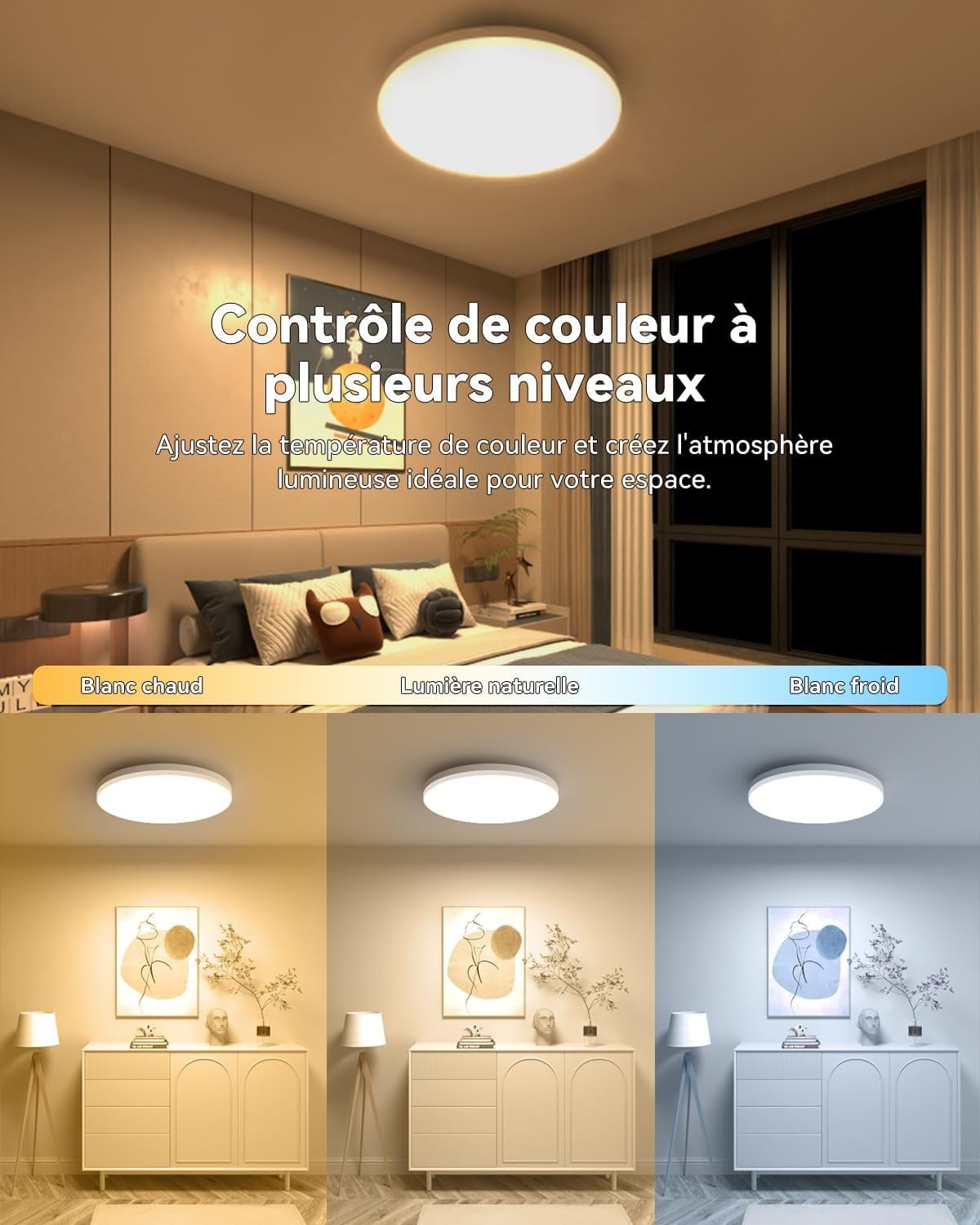 Plafonnier LED connecté Ø40cm 33W RGB - Jusqu'à 33% de réduction
