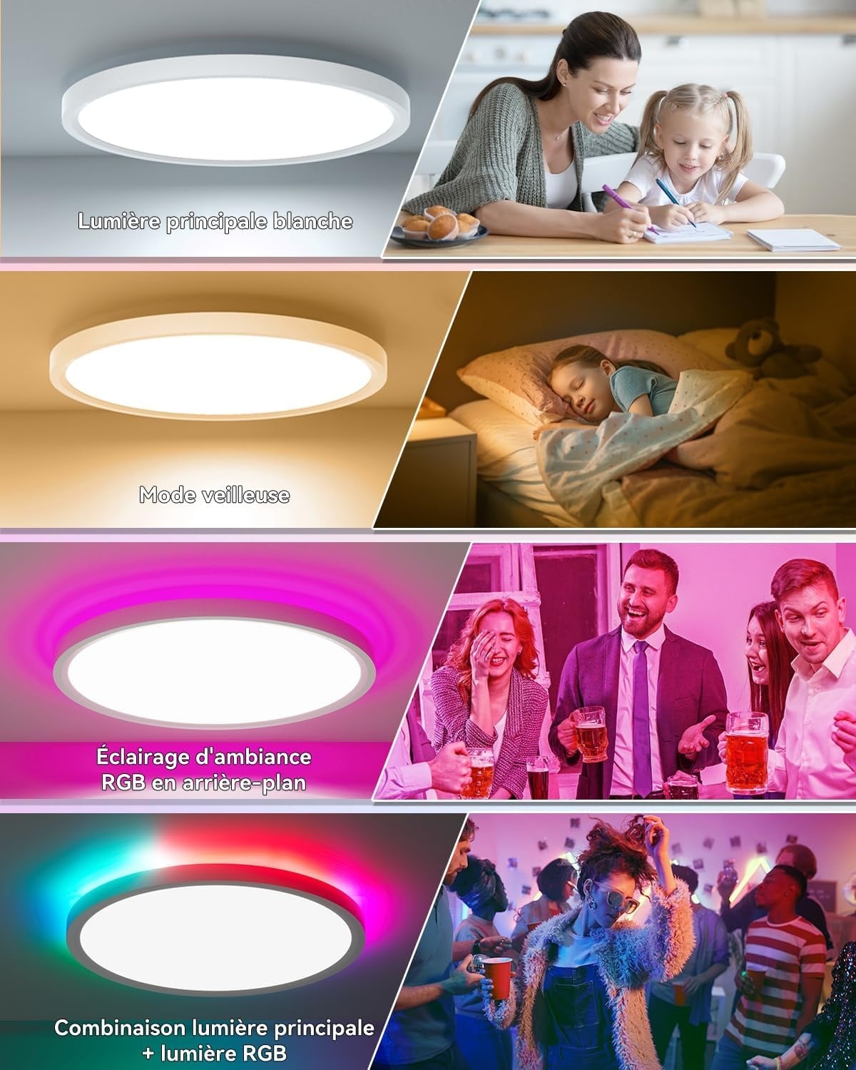Plafonnier LED connecté Ø40cm 33W RGB - Jusqu'à 33% de réduction