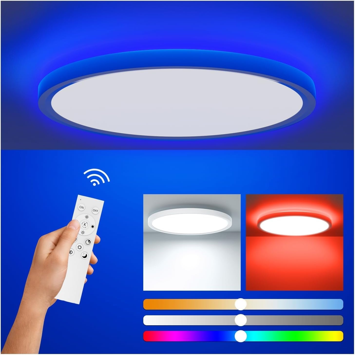 Plafonnier LED connecté Ø40cm 33W RGB - Jusqu'à 33% de réduction