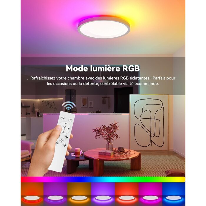 Plafonnier LED RGB 33W Ø40cm - Dimmable IP44 - Jusqu'à -33% sur l'Outlet