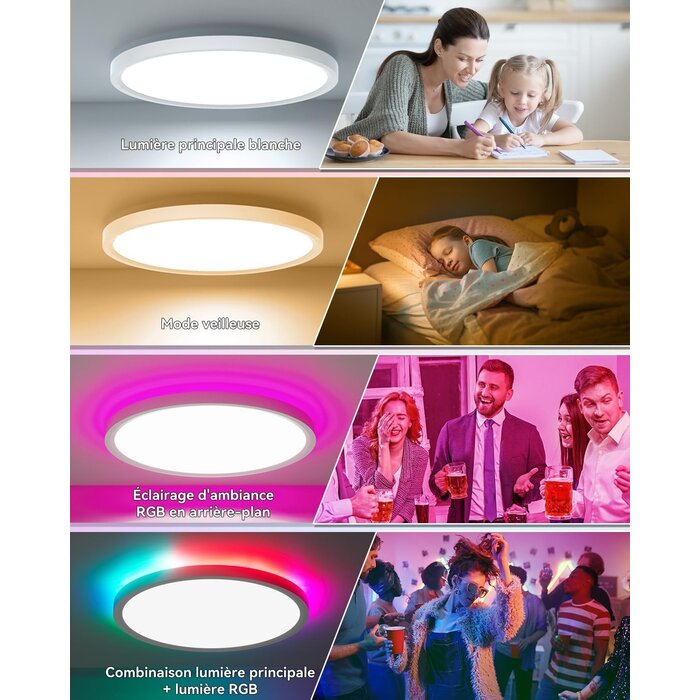 Plafonnier LED RGB 33W Ø40cm - Dimmable IP44 - Jusqu'à -33% sur l'Outlet