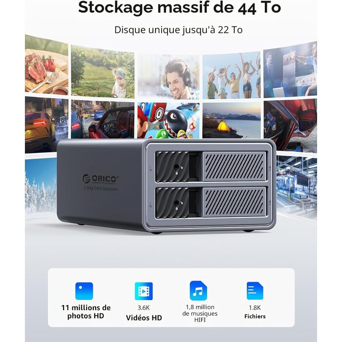 Boîtier RAID 2 baies 3,5" jusqu'à 44 To - USB 3.0 - Jusqu'à -34%