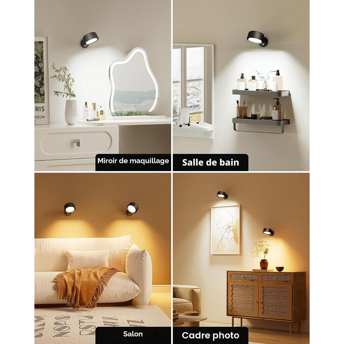 Lot de 4 Appliques Murales LED Sans Fil - Jusqu'à -34% de remise