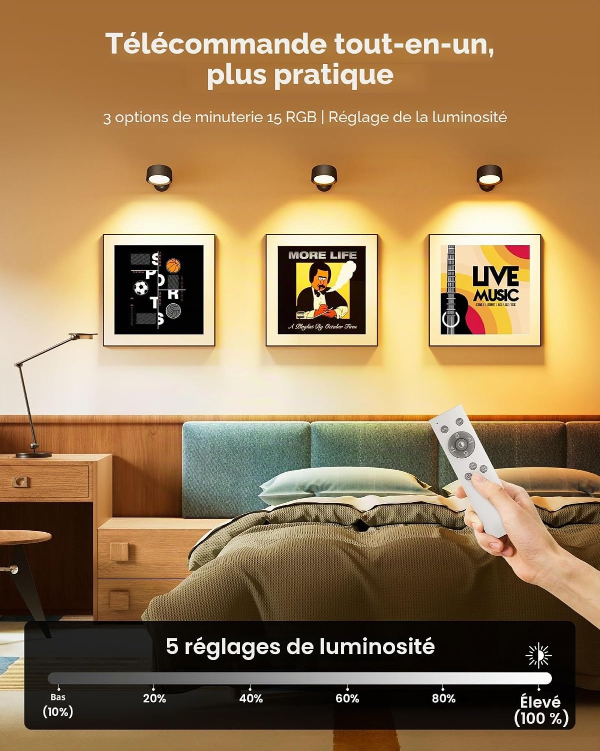 Lot de 4 Appliques Murales LED Sans Fil - Jusqu'à -34% de remise