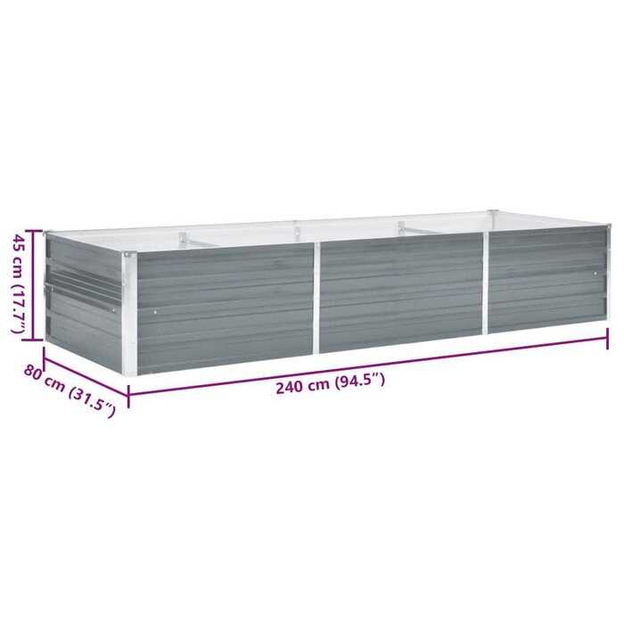 Grande Jardinière Surélevée en Acier Gris 240cm - Jusqu'à -33%