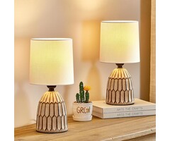 Lot de 2 lampes de chevet bohèmes en céramique beige - Jusqu'à -33%