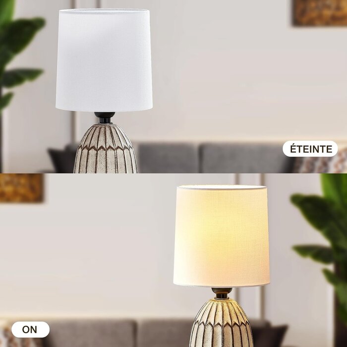 Lot de 2 lampes de chevet bohèmes en céramique beige - Jusqu'à -33%