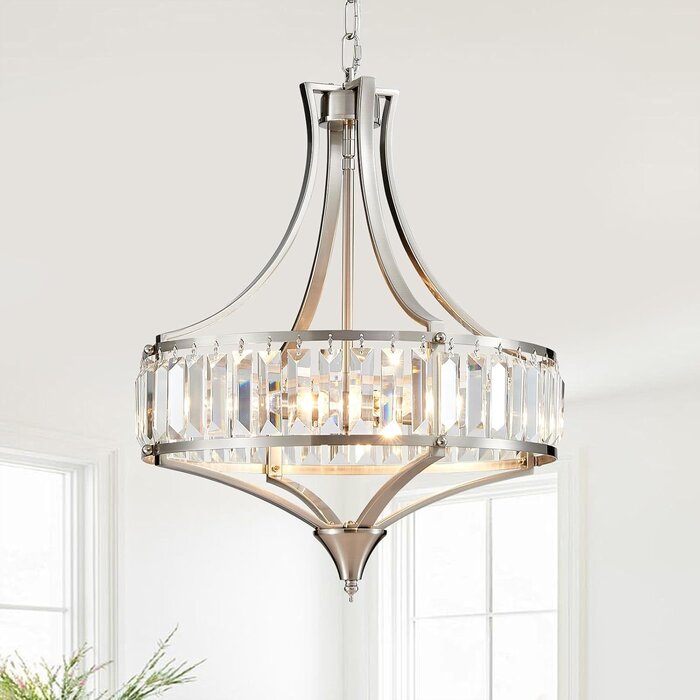 Plafonnier Lustre Cristal 33 cm - Nickel Brossé - Jusqu'à -34%