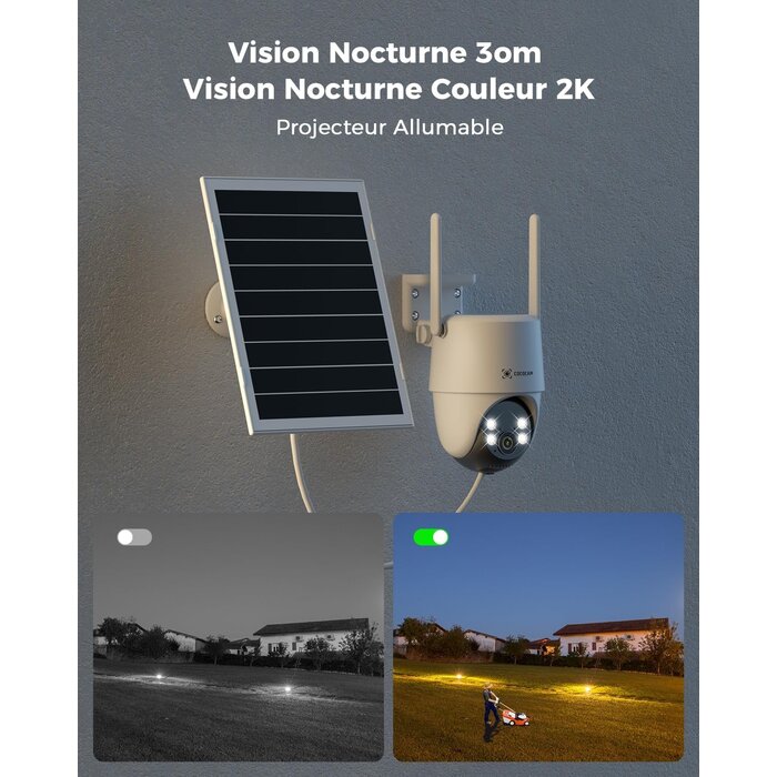 Caméra de surveillance extérieure 2K solaire PTZ - Jusqu'à -34% de remise