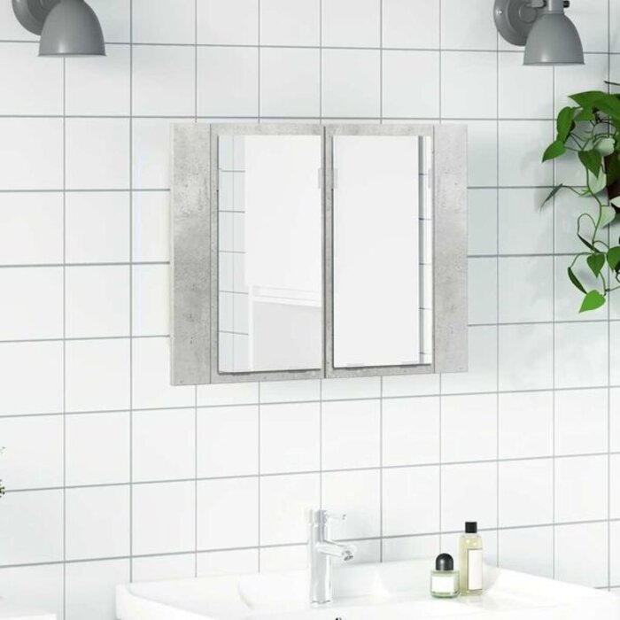 Vidaxl Armoire de salle de bain avec miroir LED - Gris Béton - Jusqu'à -32%