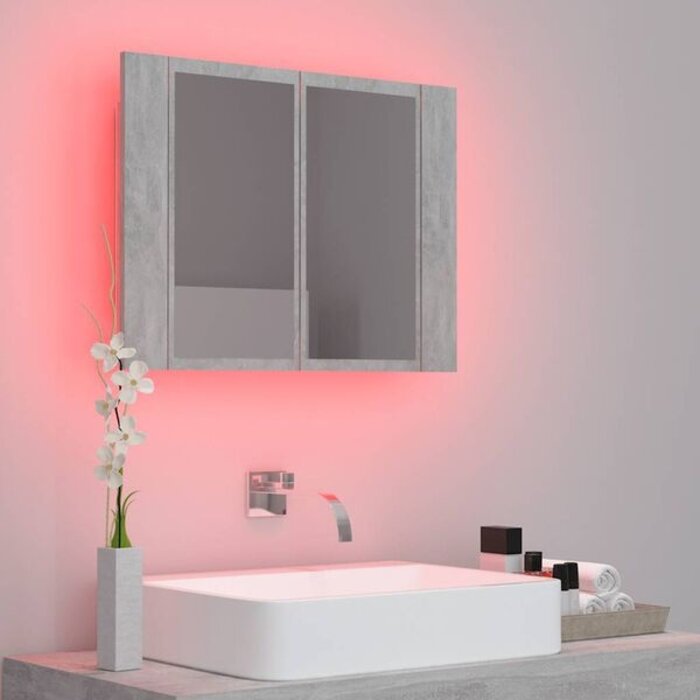 Vidaxl Armoire de salle de bain avec miroir LED - Gris Béton - Jusqu'à -32%