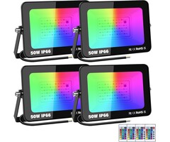 Lot de 4 Projecteurs LED RGB 50W - Dimmables - Jusqu'à -33% de remise