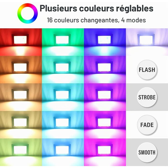 Lot de 4 Projecteurs LED RGB 50W - Dimmables - Jusqu'à -33% de remise