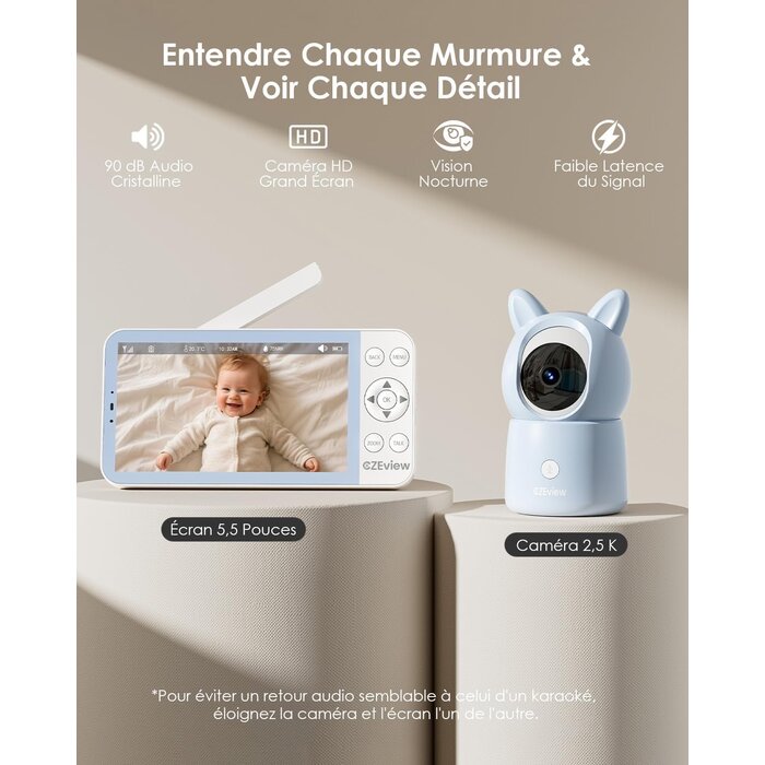 Babyphone Vidéo 2K Écran 5,5 pouces - Jusqu'à -34% sur le modèle déballé