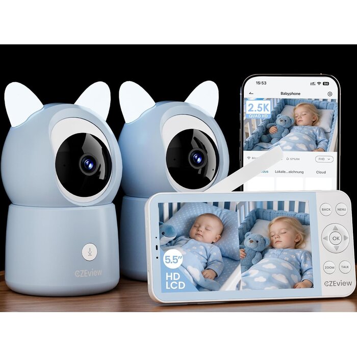 Babyphone Vidéo 2K Écran 5,5 pouces - Jusqu'à -34% sur le modèle déballé