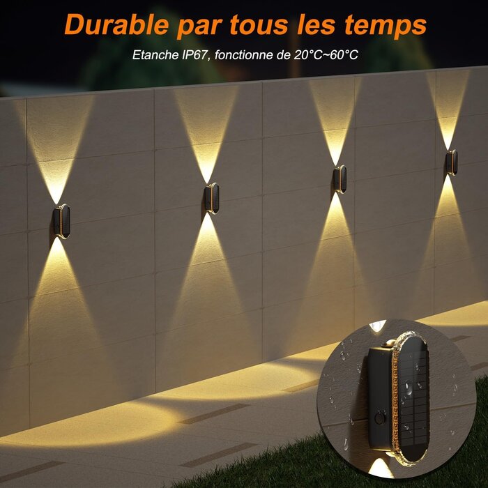 Lot de 8 Appliques Murales Solaires IP65 - Jusqu'à -34% sur l'outlet