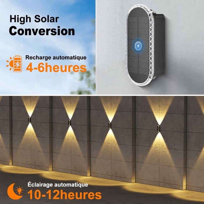 Lot de 8 appliques murales solaires étanches - Jusqu'à 34% de remise