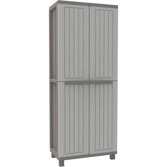 Armoire 2 portes effet bois 170 cm - Gris tourterelle - Jusqu'à -34%