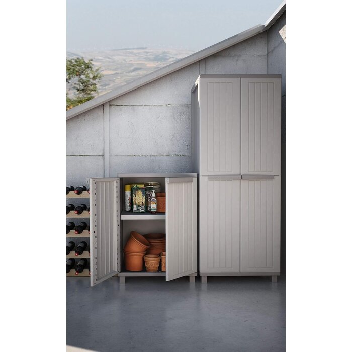 Armoire 2 portes effet bois 170 cm - Gris tourterelle - Jusqu'à -34%
