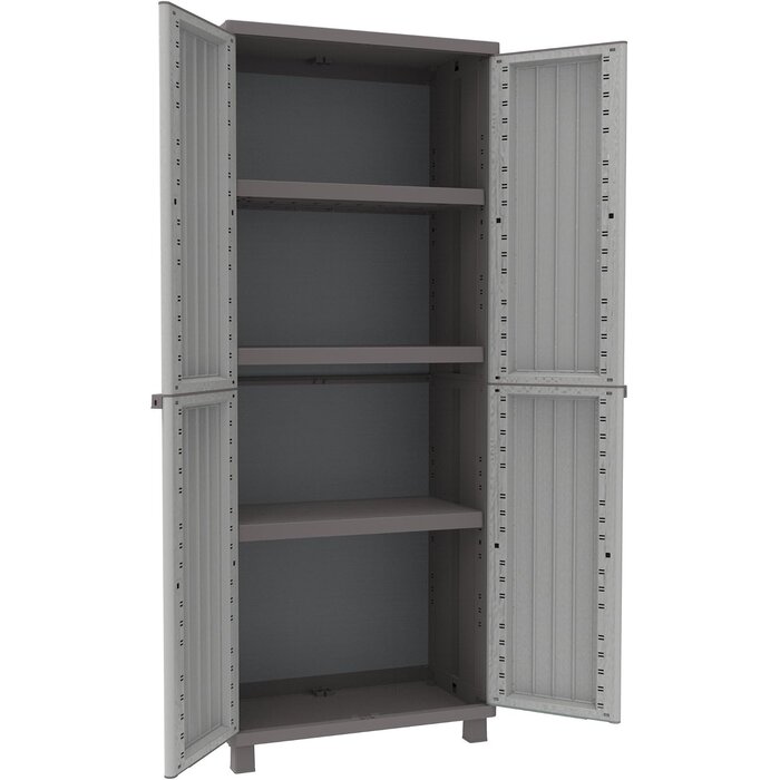 Armoire 2 portes effet bois 170 cm - Gris tourterelle - Jusqu'à -34%