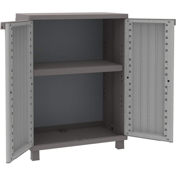 Armoire 2 portes effet bois 170 cm - Gris tourterelle - Jusqu'à -34%