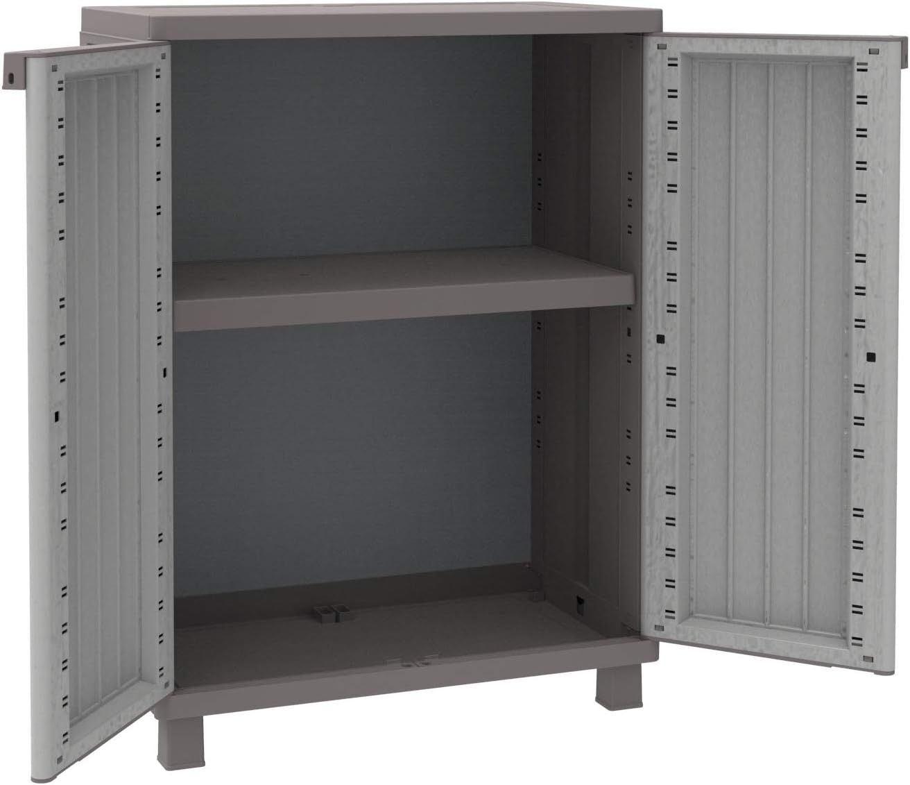 Armoire 2 portes effet bois 170 cm - Gris tourterelle - Jusqu'à -34%