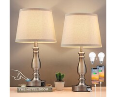 Lot de 2 lampes tactiles nickel brossé avec USB - Jusqu'à -34%