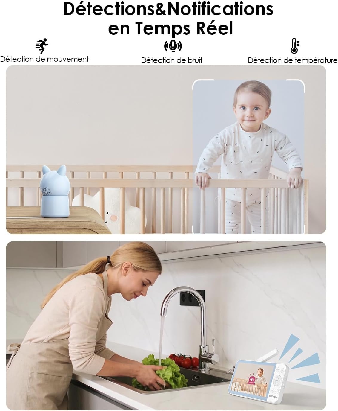 Babyphone Vidéo 2K Écran 5,5 pouces - Jusqu'à -29% sur votre surveillance bébé