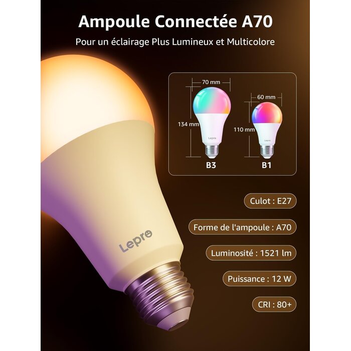 Lot de 4 ampoules LED intelligentes E27 - Jusqu'à 33% de remise
