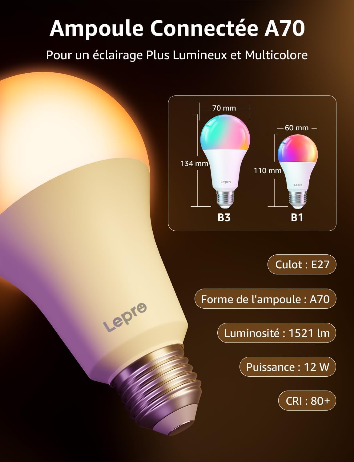 Lot de 4 ampoules LED intelligentes E27 - Jusqu'à 33% de remise