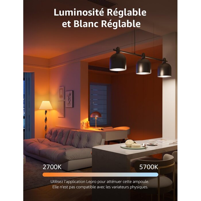 Lot de 4 ampoules LED intelligentes E27 - Jusqu'à 33% de remise