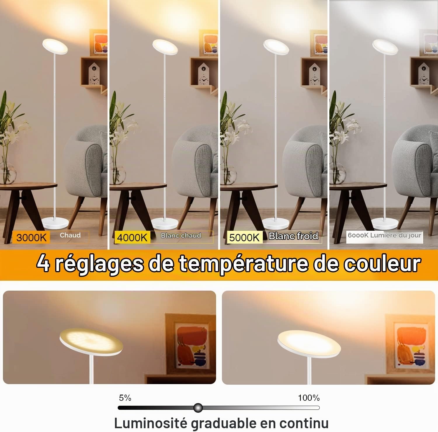Lampadaire LED Dimmable 30W - Jusqu'à 33% de réduction
