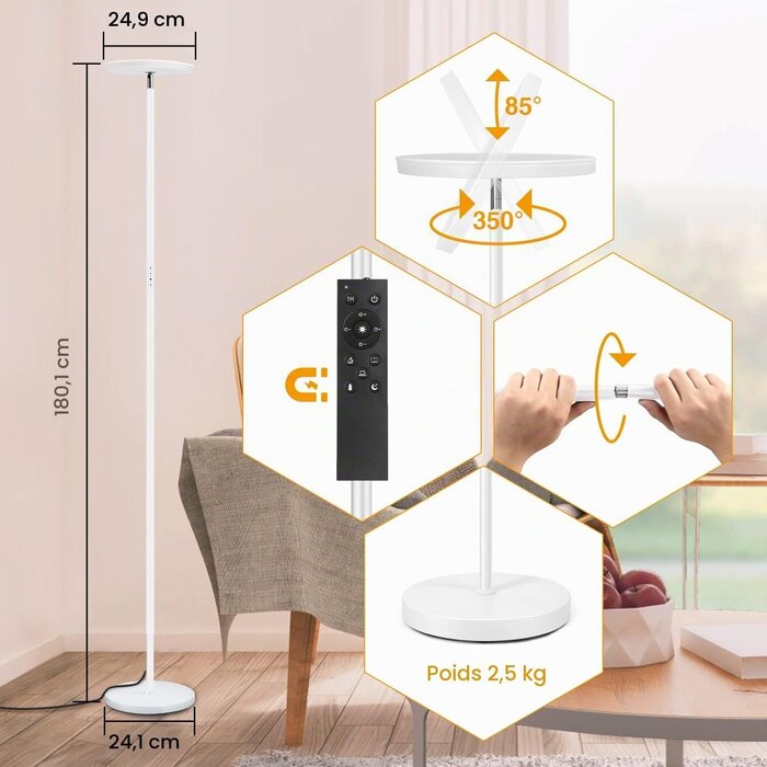 Lampadaire LED Dimmable 30W - Jusqu'à 33% de réduction