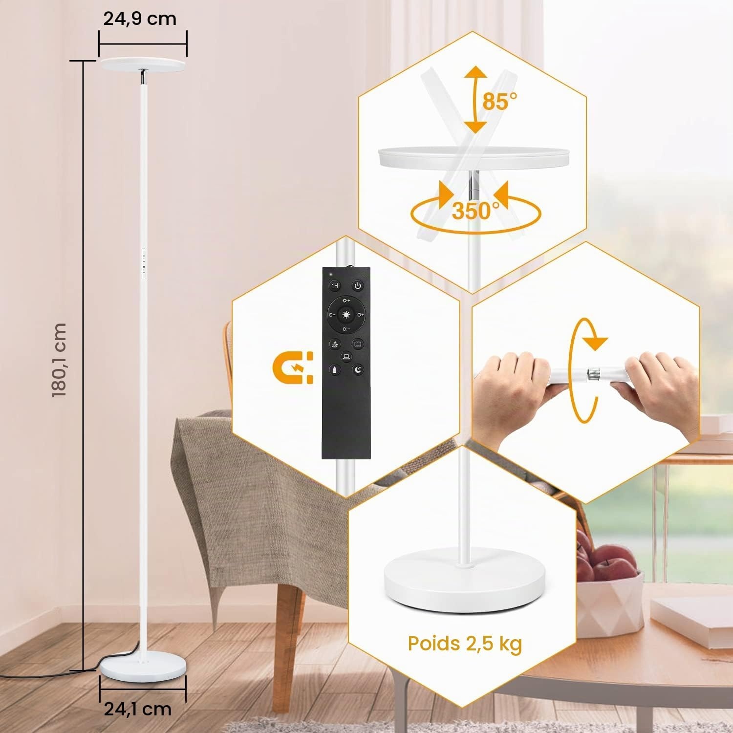 Lampadaire LED Dimmable 30W - Jusqu'à 33% de réduction