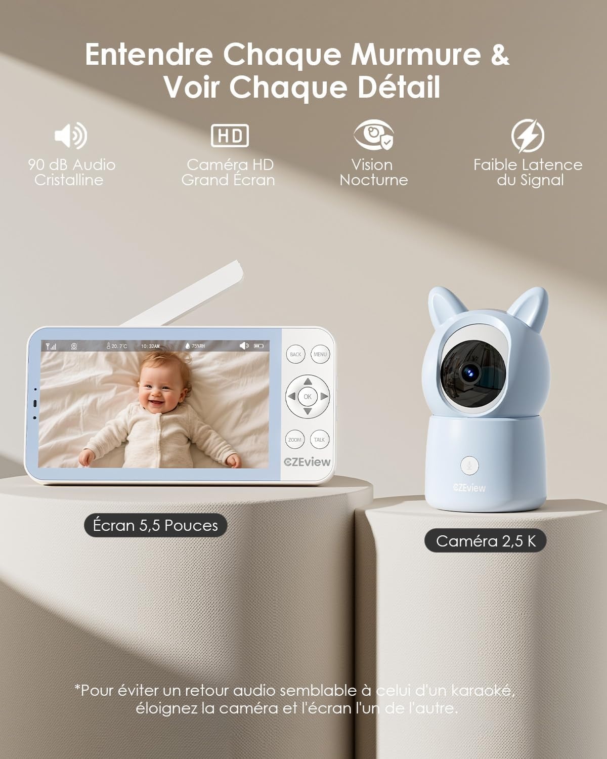 Babyphone Vidéo 2K HD Écran 5,5" - Jusqu'à 34% de remise sur votre tranquillité