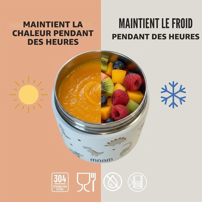 Pot alimentaire isotherme bébé 400ml - Motif Fraise - Jusqu'à 31% de remise