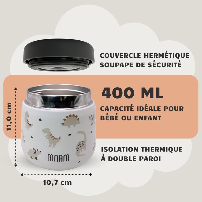 Pot alimentaire isotherme bébé 400ml - Motif fraise - Jusqu'à -31%