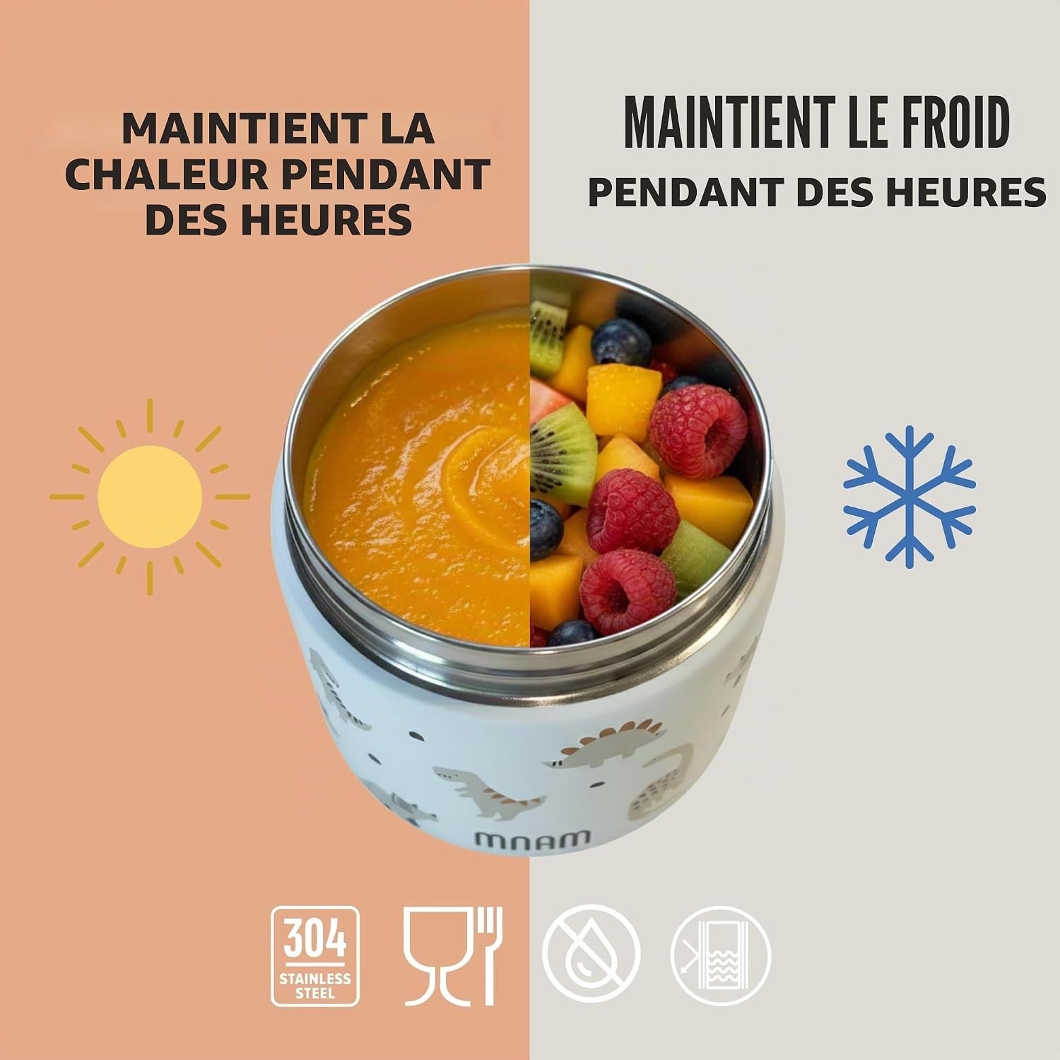 Pot alimentaire isotherme bébé 400ml - Motif fraise - Jusqu'à -31%