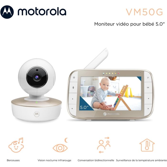 Babyphone Vidéo avec écran 5" - Vision nocturne - Jusqu'à 30% de remise