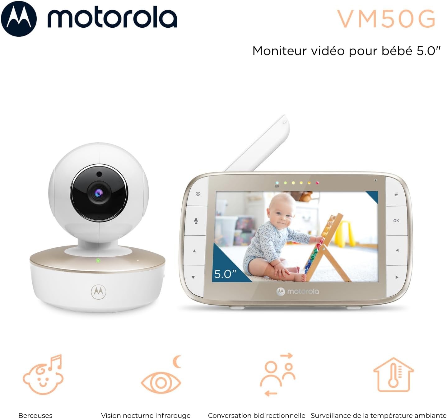Babyphone Vidéo avec écran 5" - Vision nocturne - Jusqu'à 30% de remise