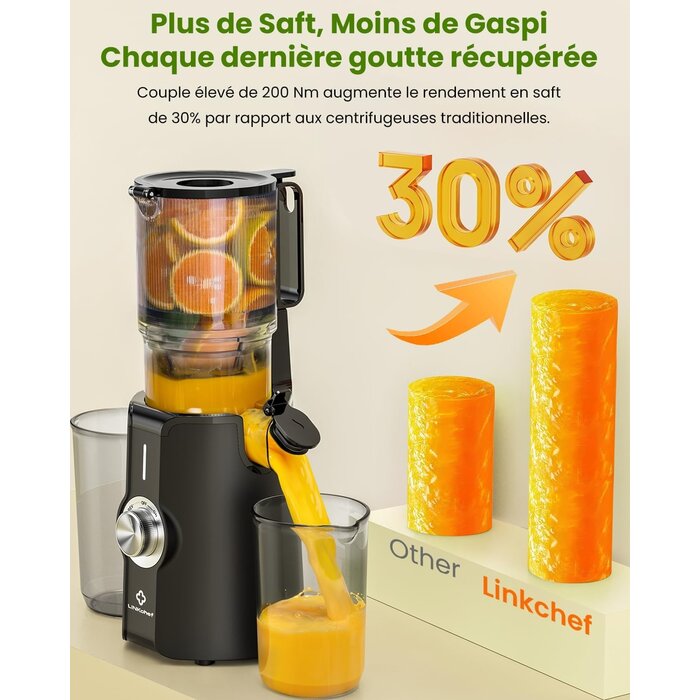 Extracteur de jus à froid 200W - Goulotte XXL - Jusqu'à -30% sur l'outlet
