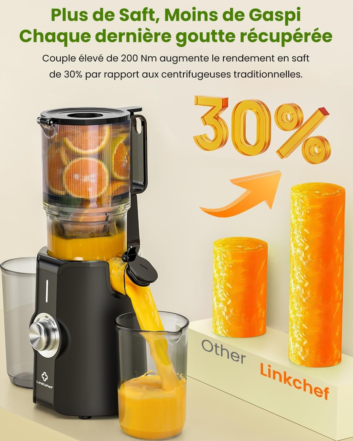Extracteur de jus à froid 200W - Goulotte XXL - Jusqu'à -30% sur l'outlet