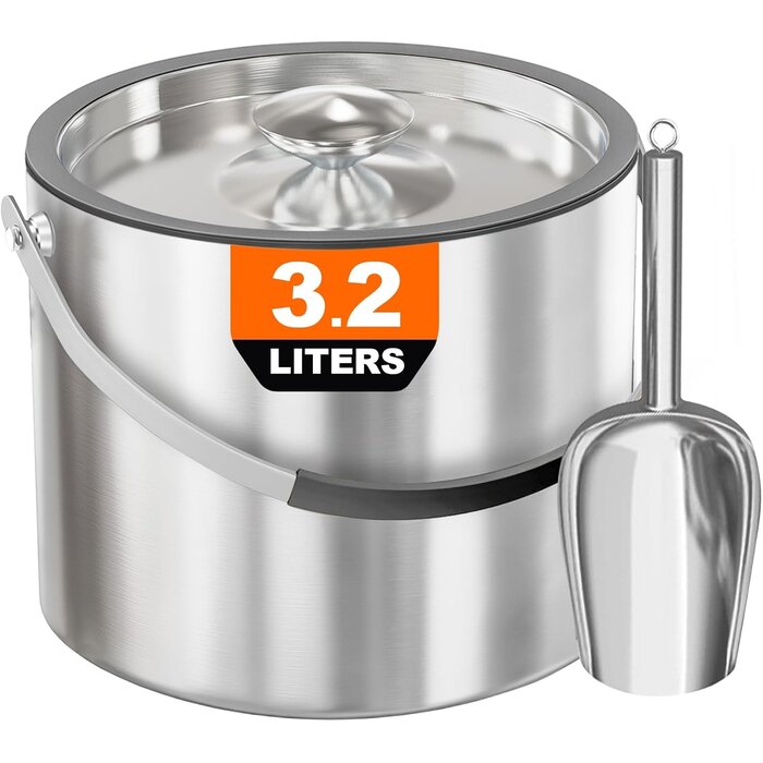 Seau à glace inox 3,2L - Design Blanc Perle - Jusqu'à -33% sur l'outlet