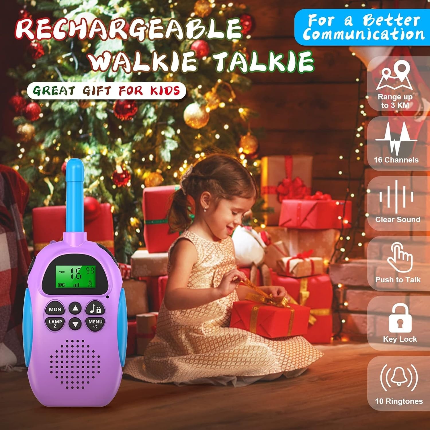 Talkies-walkies rechargeables pour enfants - Violet - Jusqu'à 32% de remise