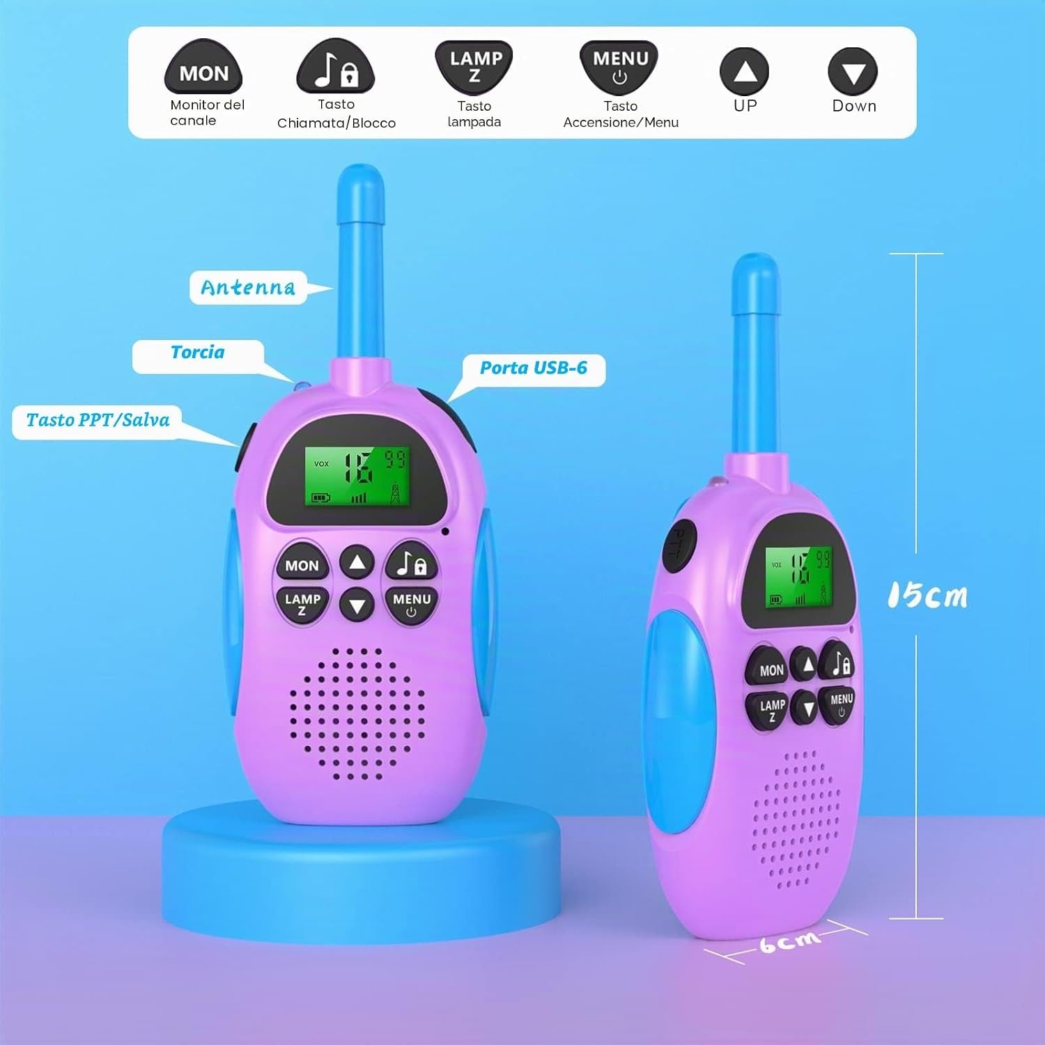 Talkies-walkies rechargeables pour enfants - Violet - Jusqu'à 32% de remise
