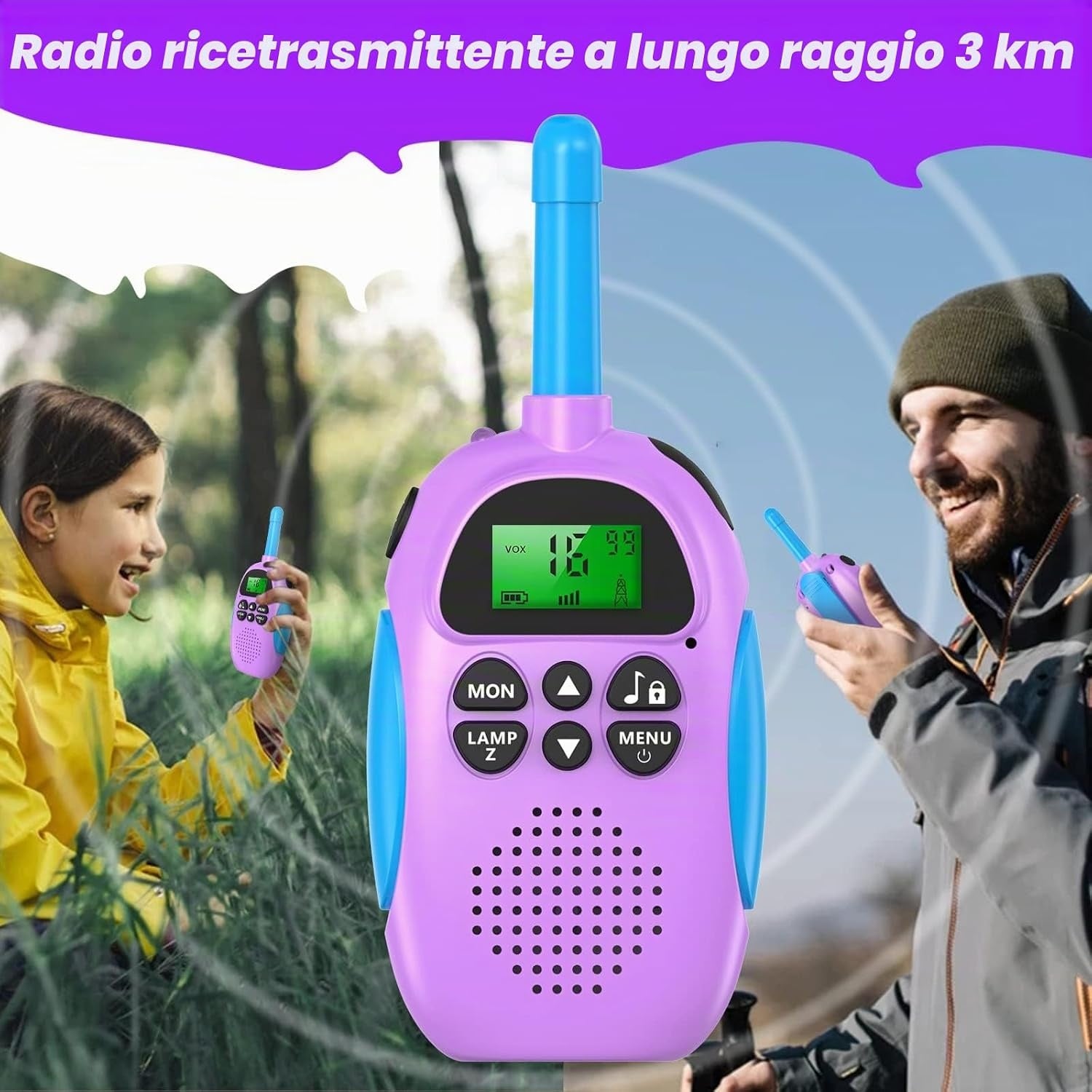 Talkies-walkies rechargeables pour enfants - Violet - Jusqu'à 32% de remise