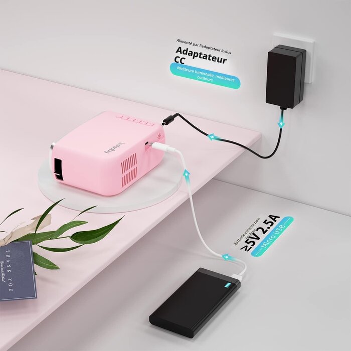 Mini projecteur LED rose portable - Jusqu'à 33% de remise