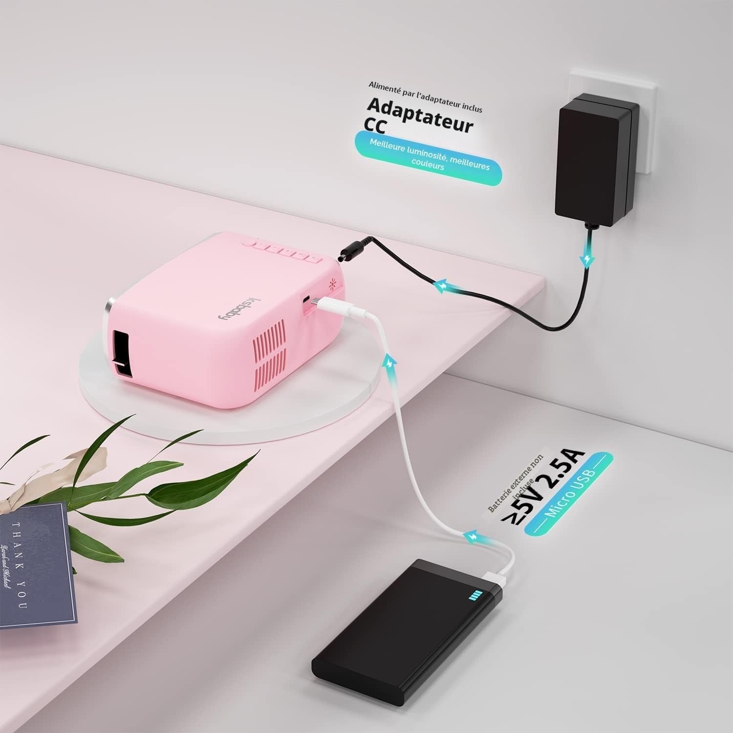 Mini projecteur LED rose portable - Jusqu'à 33% de remise